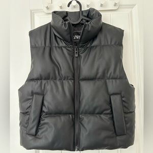 Zara Black faux Leather Vest